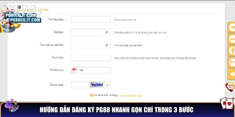 Hướng dẫn đăng ký PG88 nhanh gọn chỉ trong 3 bước